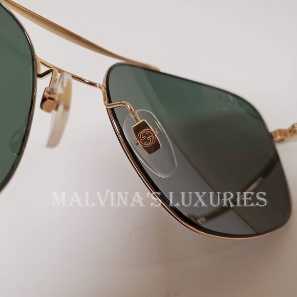 GUCCI SUNGLASSES GG0503S 003 MENS GOLD METAL AVIATOR INTERLOCKING G LOGO - Picture 7 of 12